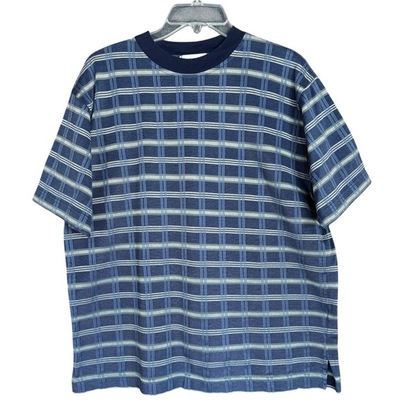 Paolo Valenzi Italy 100% Makò Cotton Crew Neck T-Shirt Set 3 Size M Plaid - Picture 2 of 8